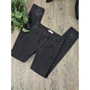 Madewell Denim Jeans Alley Straight Dark Grey Black Distressed Boho Size 27